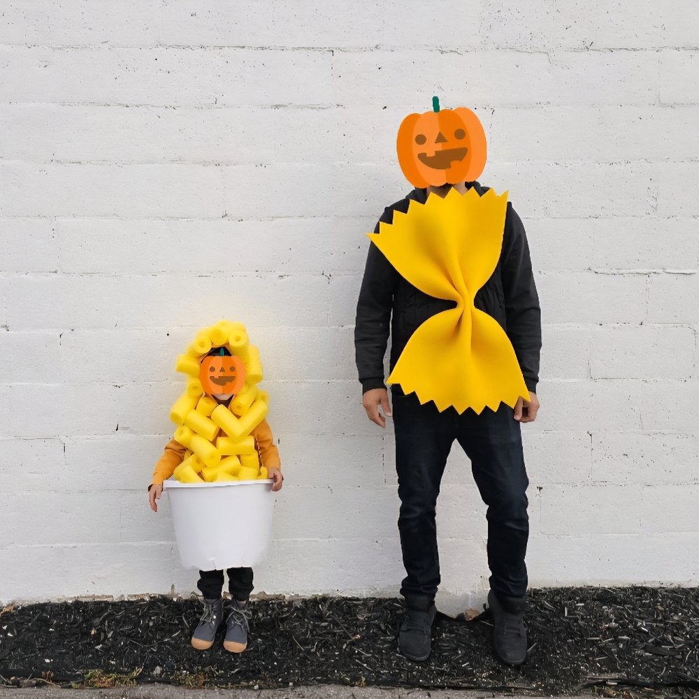 Parent & Child Mac & Cheese Costume Set – Toddler 4T Noodle Hoodie + Adult